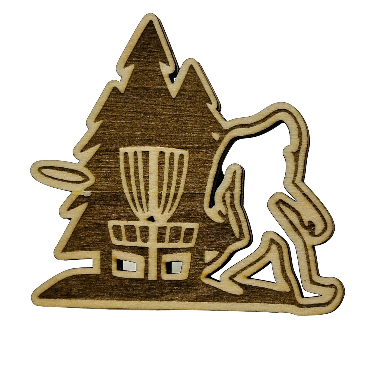 Disc Golf SASQUATCH TREE Car Air Freshener Laser Engraved Wood Vent Clip On