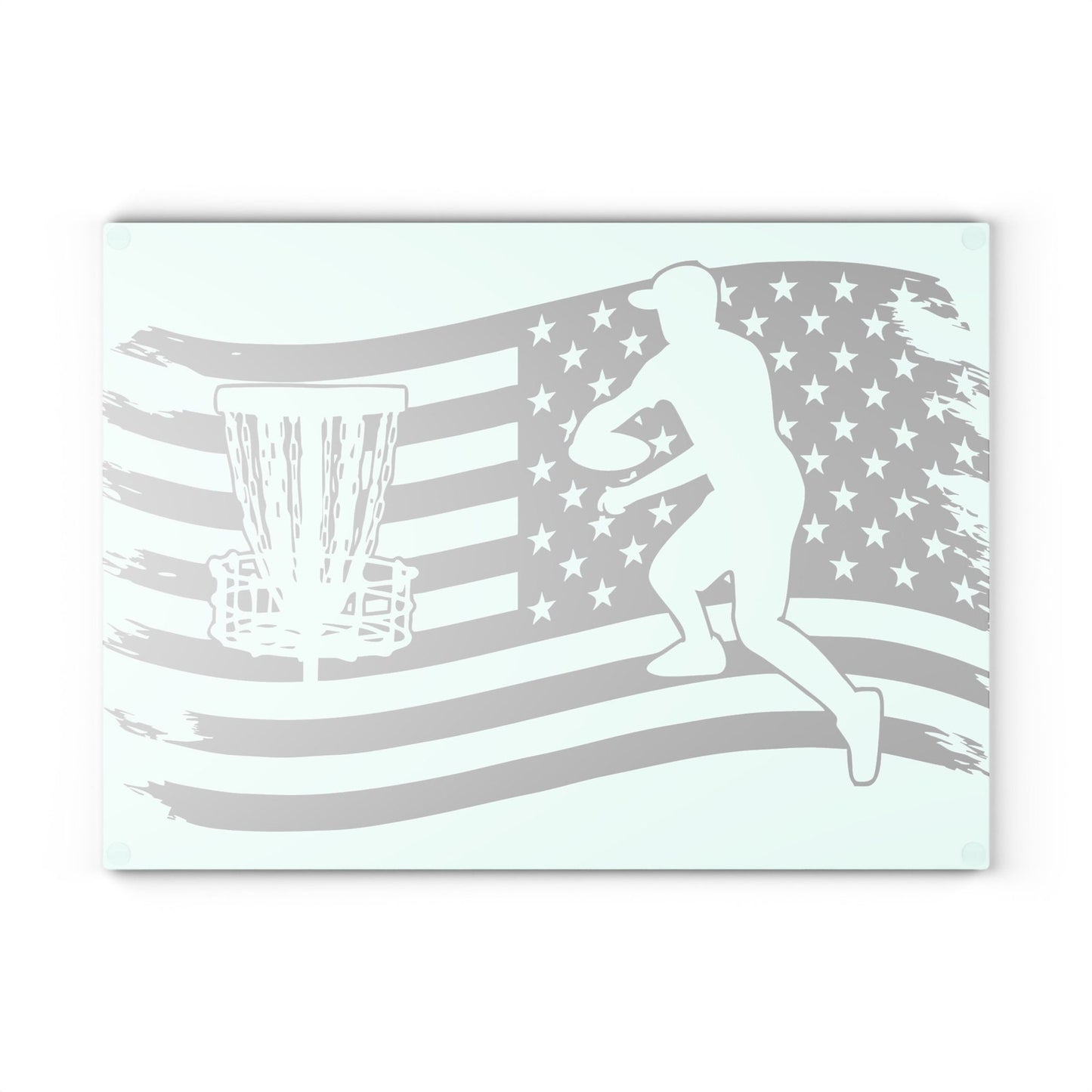 Patriotic Disc Golf Glass Cutting Board Discgolf Discgolfer Gift