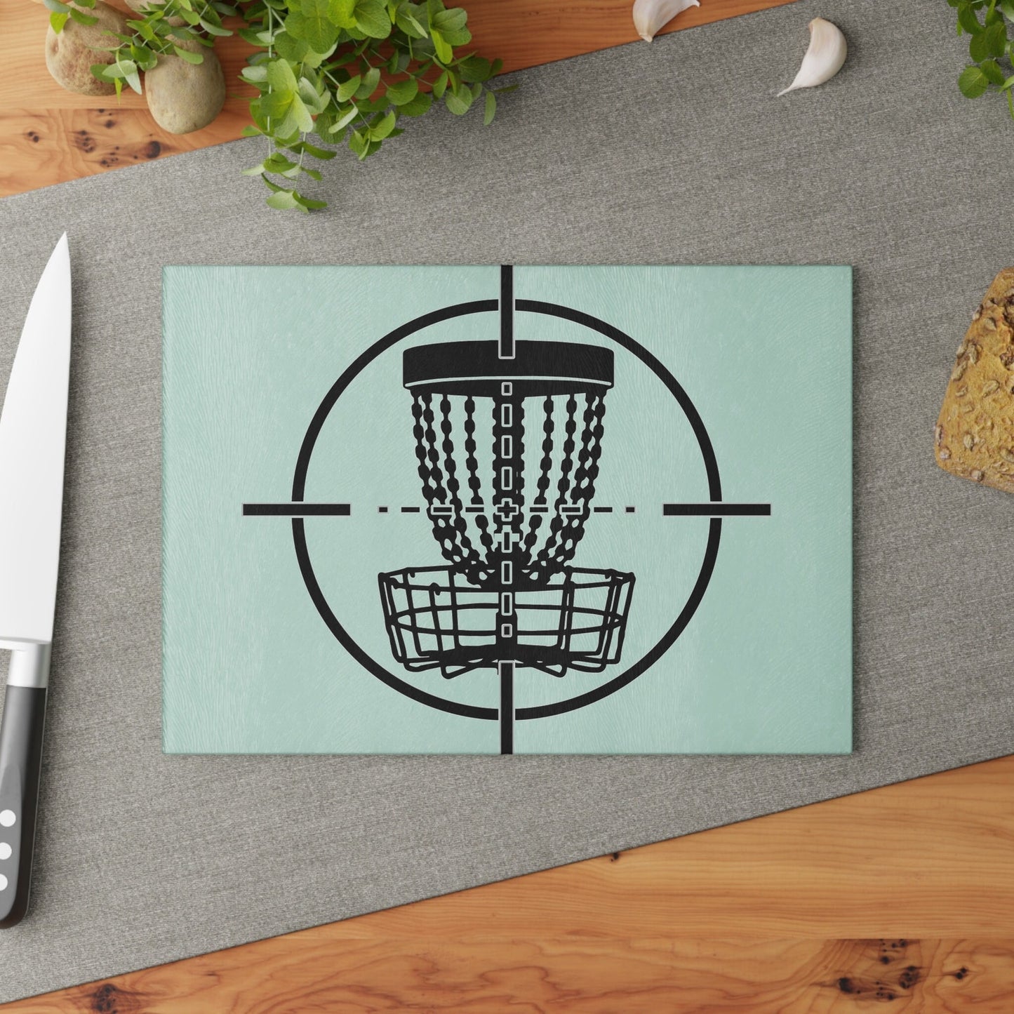 Disc Golf Basket Bullseye Glass Cutting Board Discgolf Discgolfer Gift