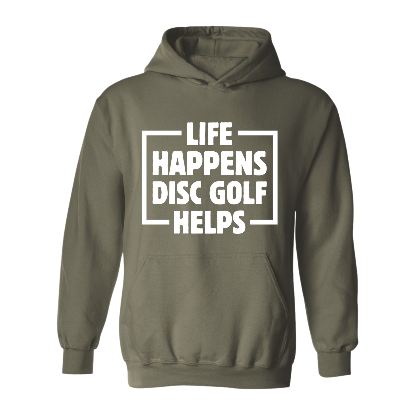 Life Happens Disc Golf Helps Hoodie Hooded Sweatshirt Discgolfer Gift