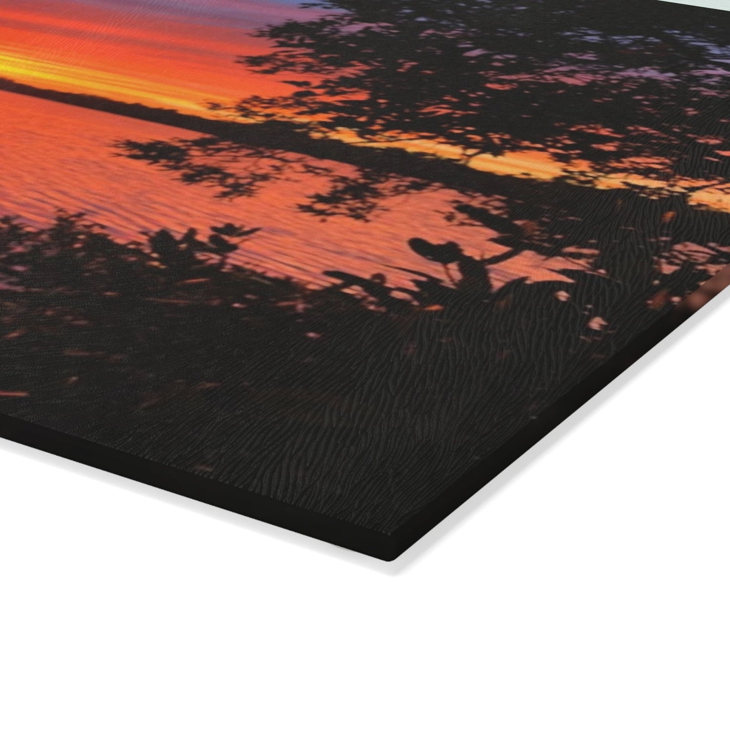 Disc Golf Lake Sunset Glass Cutting Board Discgolf Discgolfer Gift