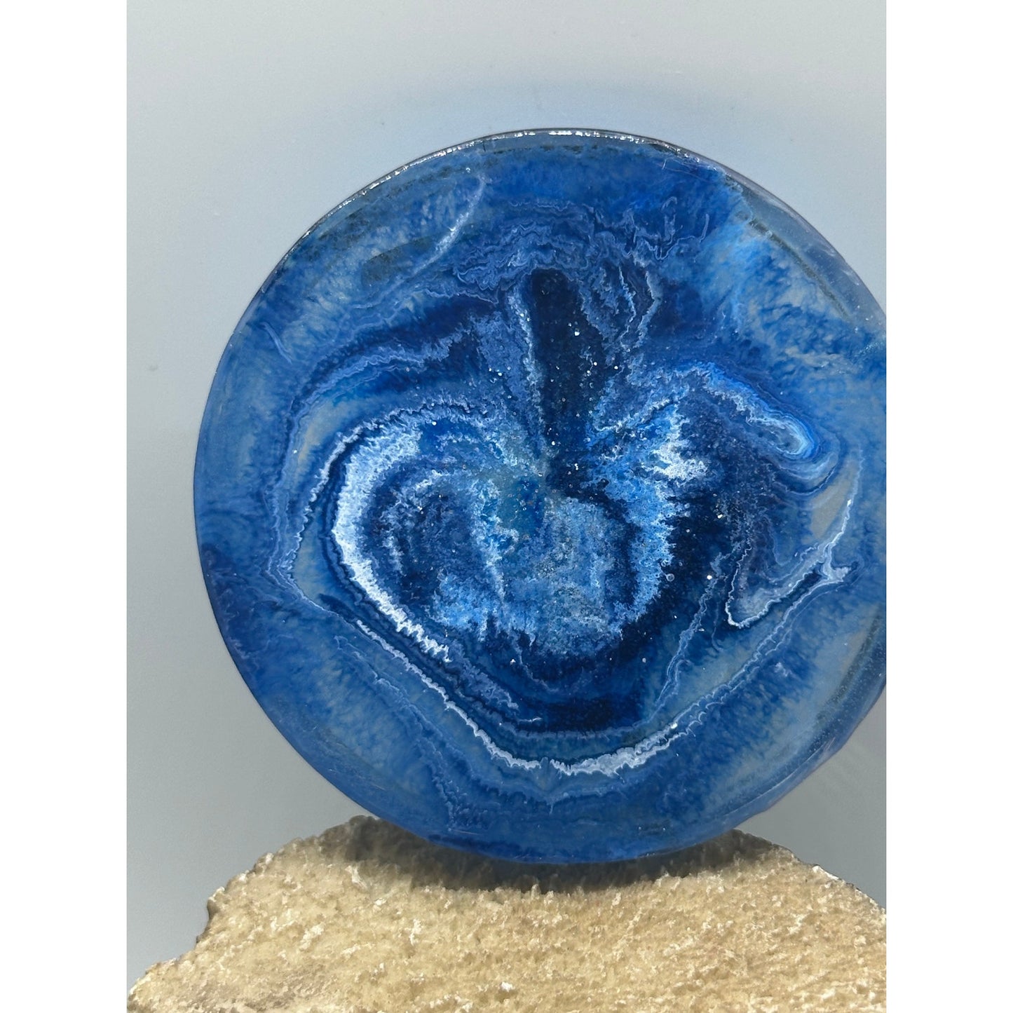 Disc Golf Mini Marker Custom Blue w/ Black Disc Basket Epoxy Resin One Of A Kind Mini