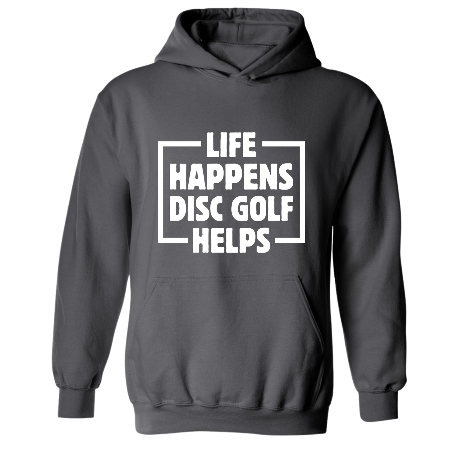 Life Happens Disc Golf Helps Hoodie Hooded Sweatshirt Discgolfer Gift