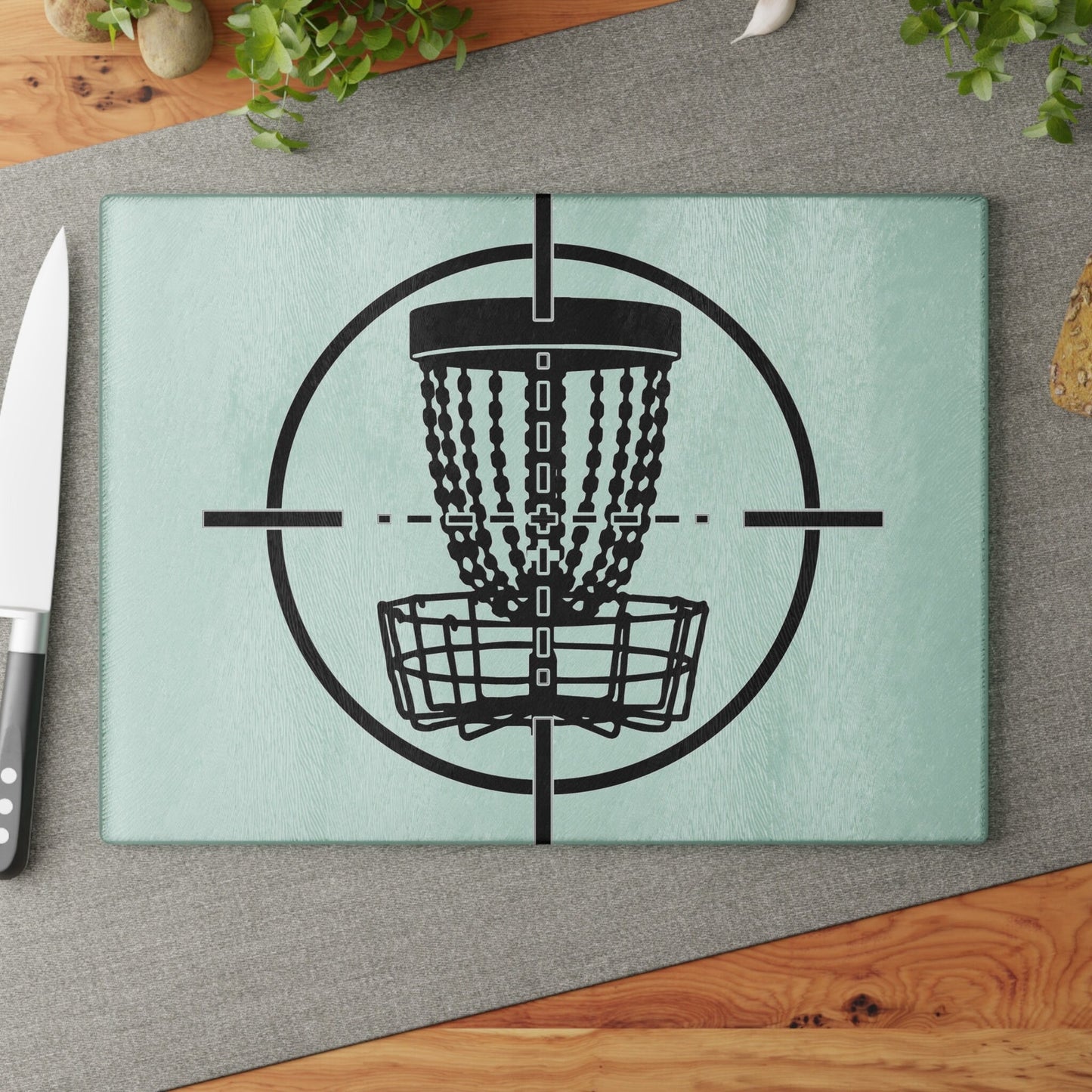 Disc Golf Basket Bullseye Glass Cutting Board Discgolf Discgolfer Gift
