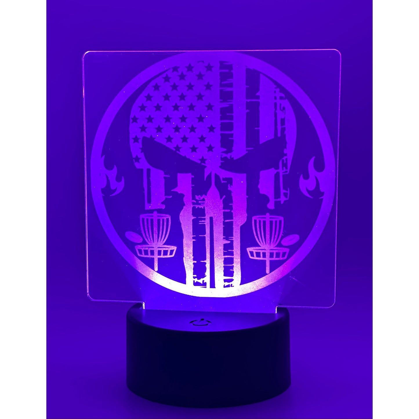 Disc Golf SKULL Laser Engraved LED light, Disc Golf Gift, Sport Gift, LED Night Light, Engraved Gift, Coach Gift, Player Gift, Golf, Sports, Frisbee (Copy)