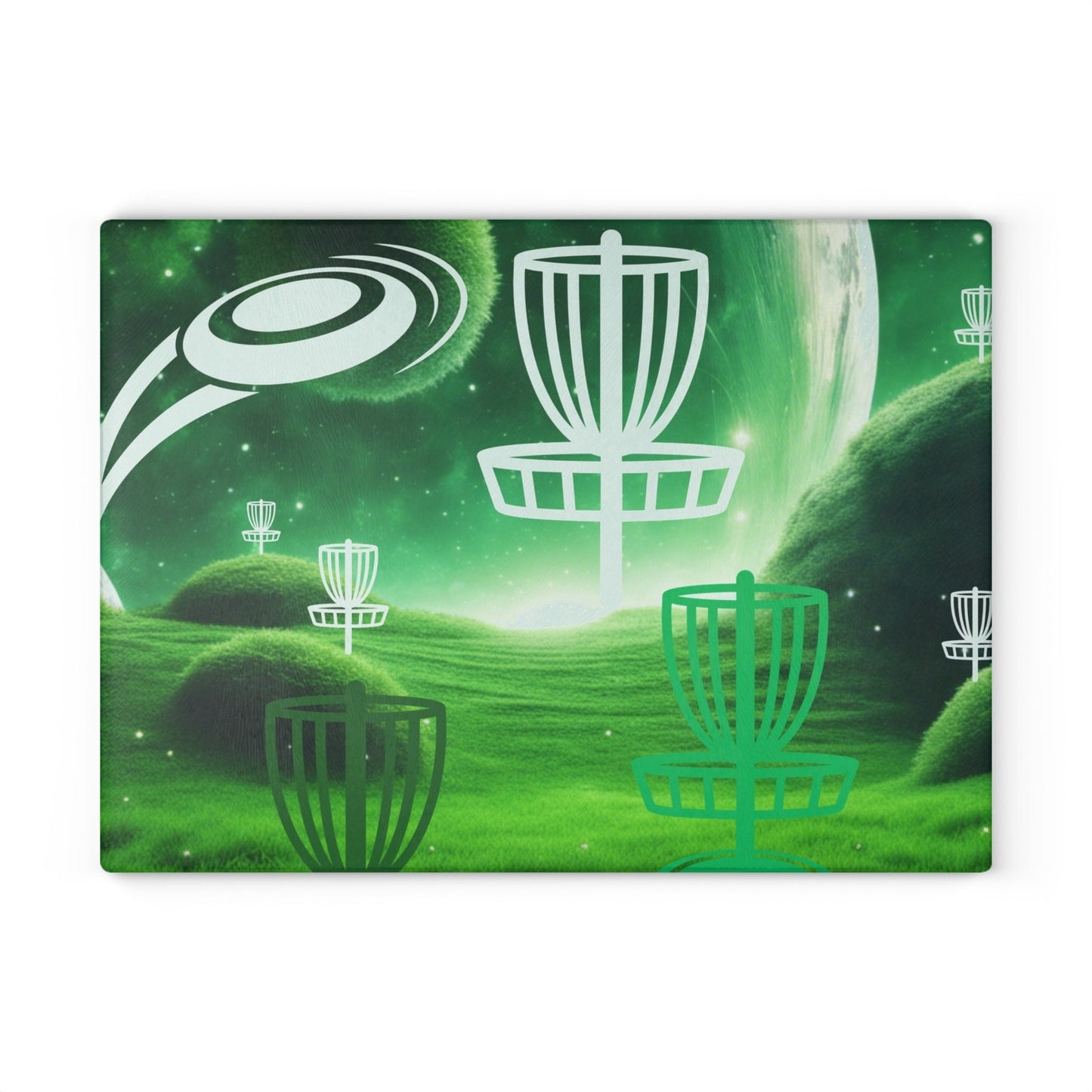 Disc Golf Green Dreams Glass Cutting Board Discgolfer Gift