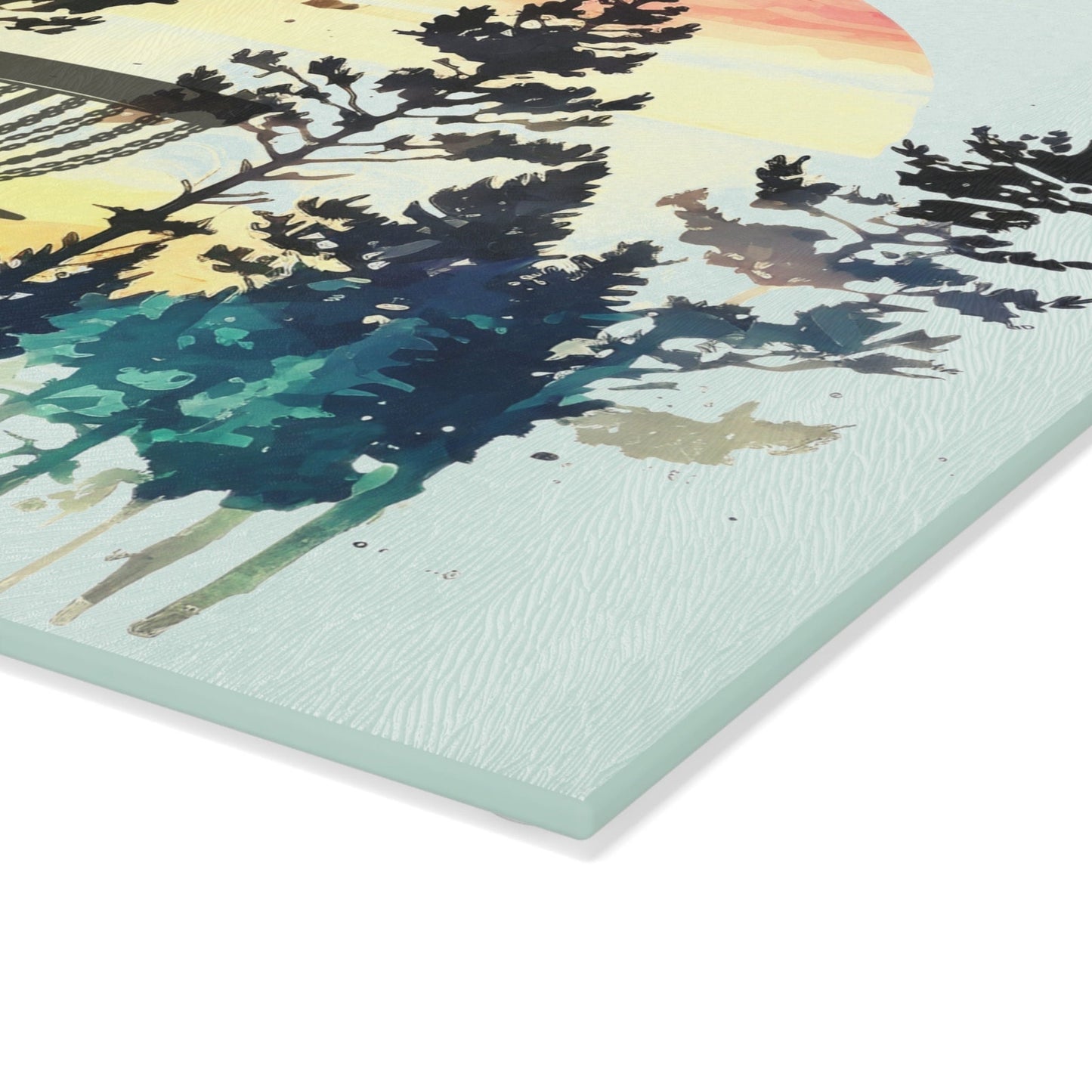 Disc Golf Forest Sunset Glass Cutting Board Discgolf Discgolfer Gift