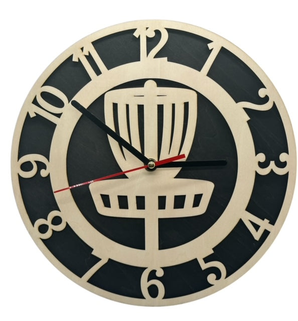Disc Golf Basket Wall Clock Custom Discgolfer Gift Hanging Art