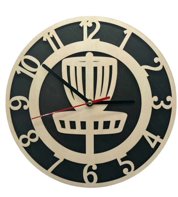 Disc Golf Basket Wall Clock Custom Discgolfer Gift Hanging Art