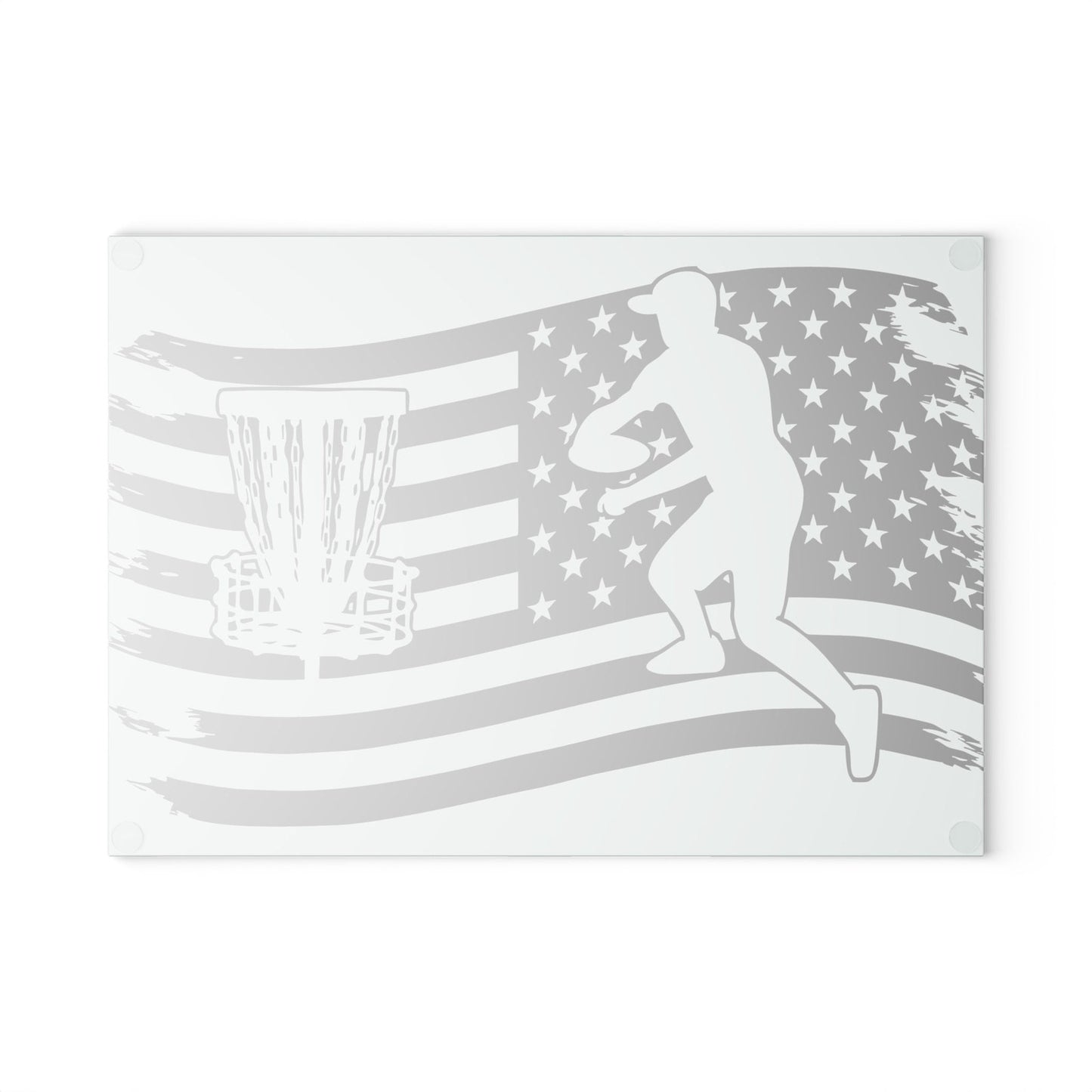 Patriotic Disc Golf Glass Cutting Board Discgolf Discgolfer Gift