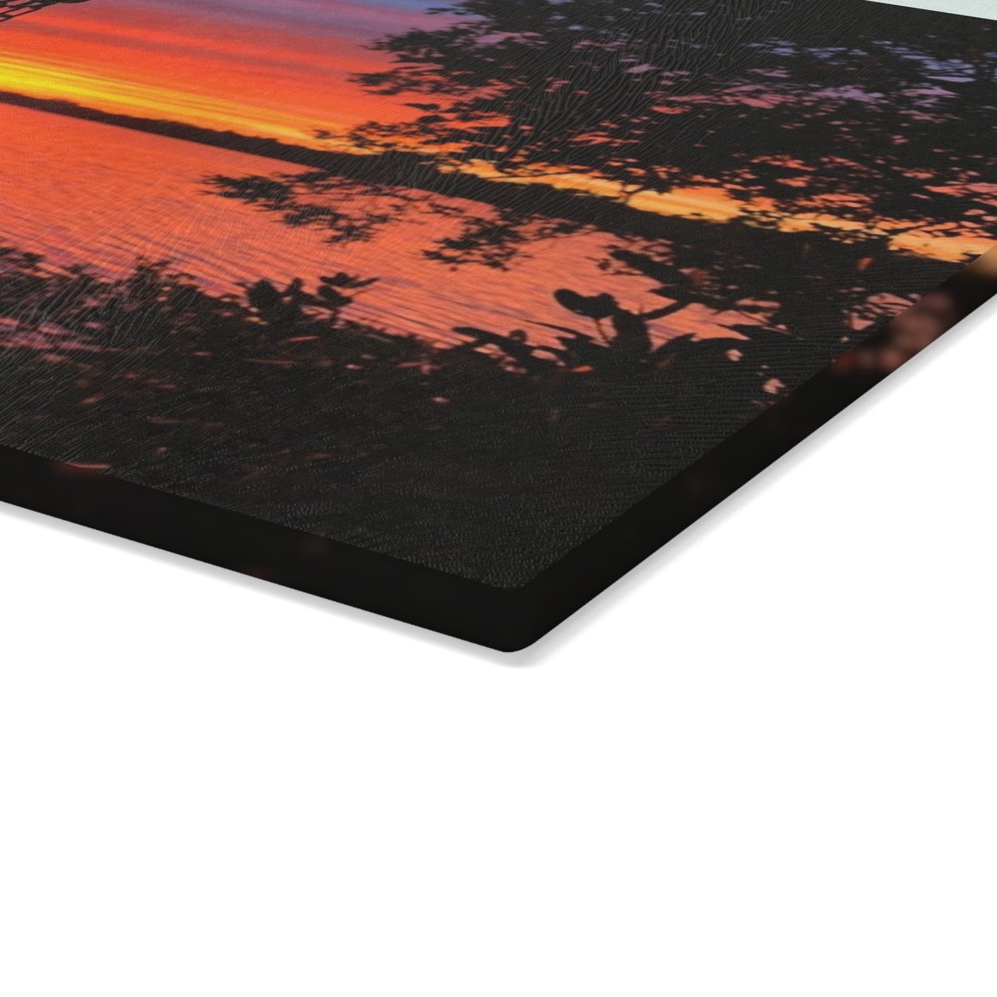 Disc Golf Lake Sunset Glass Cutting Board Discgolf Discgolfer Gift
