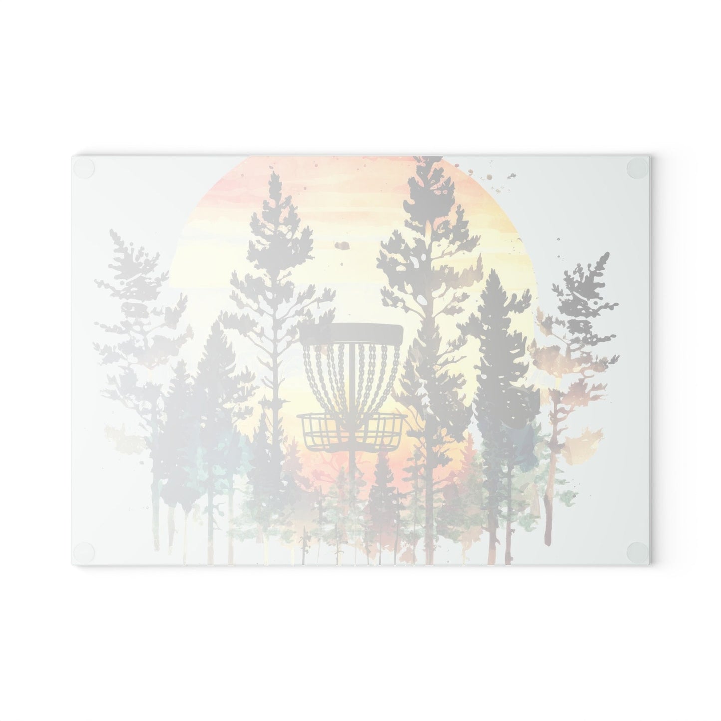 Disc Golf Forest Sunset Glass Cutting Board Discgolf Discgolfer Gift