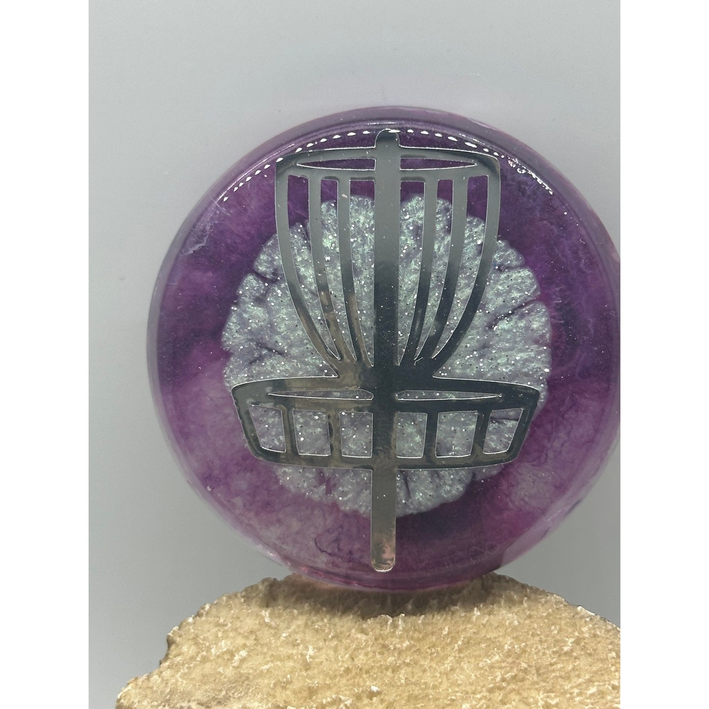 Disc Golf Mini Marker Custom Silver Disc Basket Epoxy Resin One Of A Kind Mini
