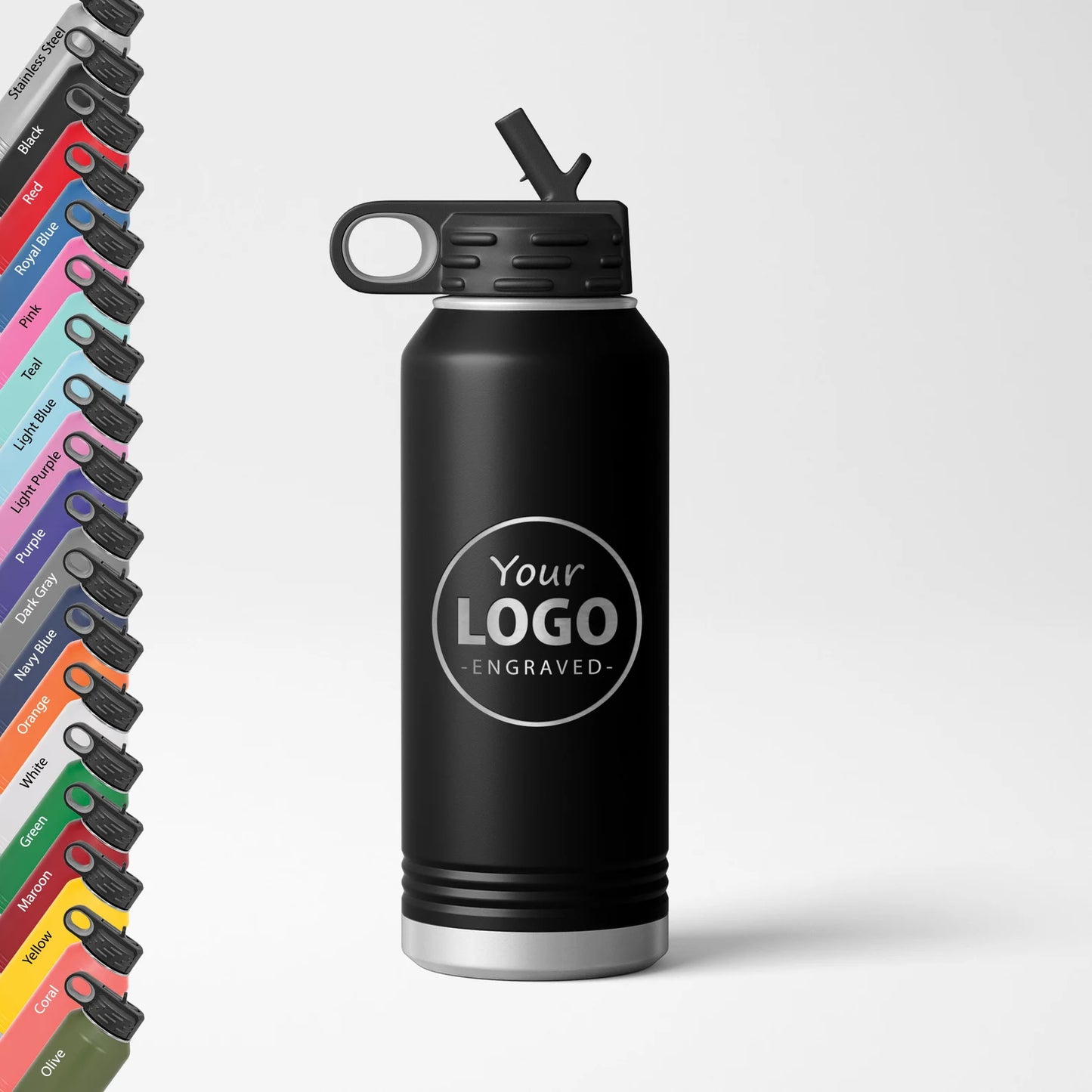 Custom Engraved 32oz Water Bottle Logo Tumbler Gift Bulk Tumbler Marketing Personalized Laser Engraved Water Bottle