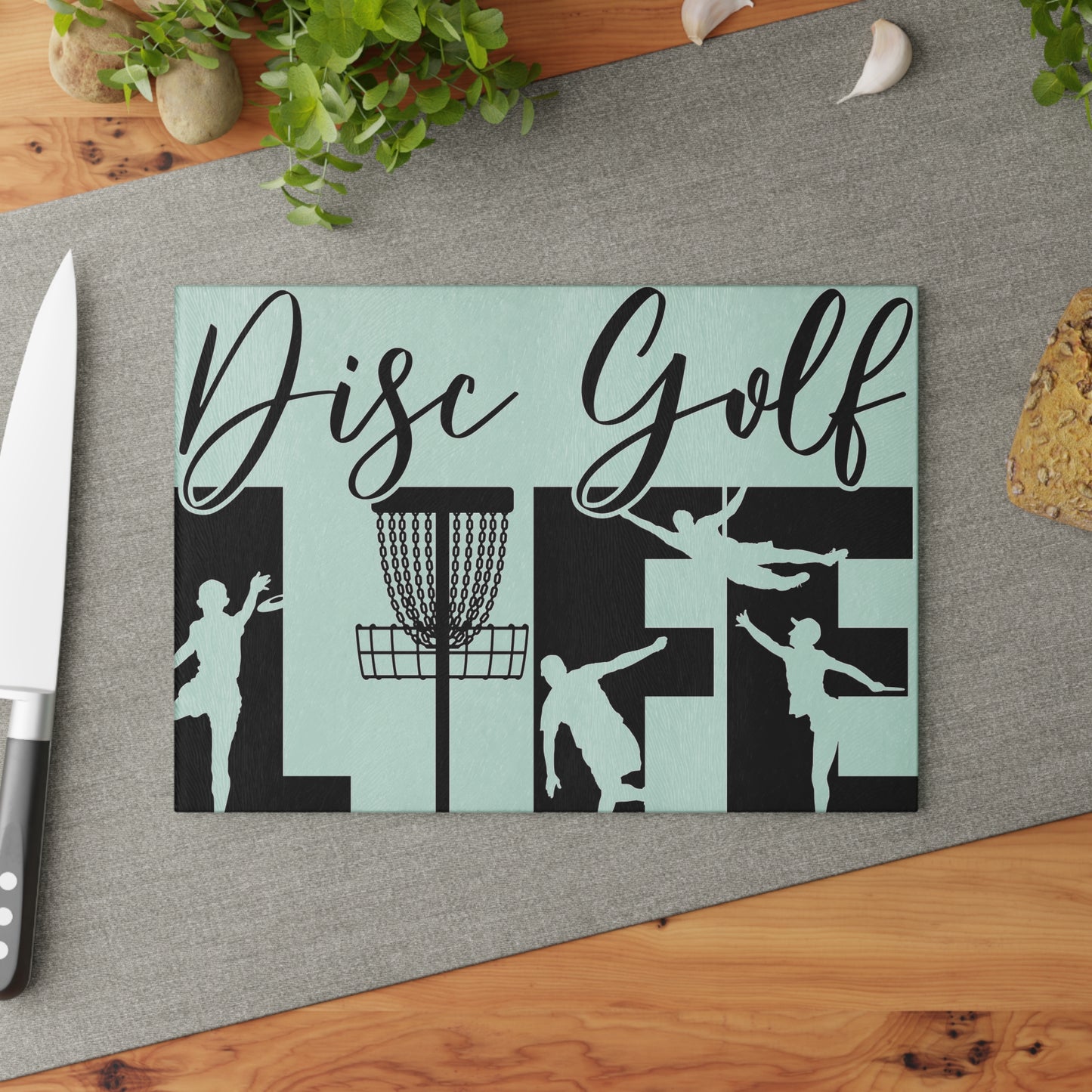 Disc Golf Life Glass Cutting Board Discgolf Discgolfer Kitchen Cooking Gift