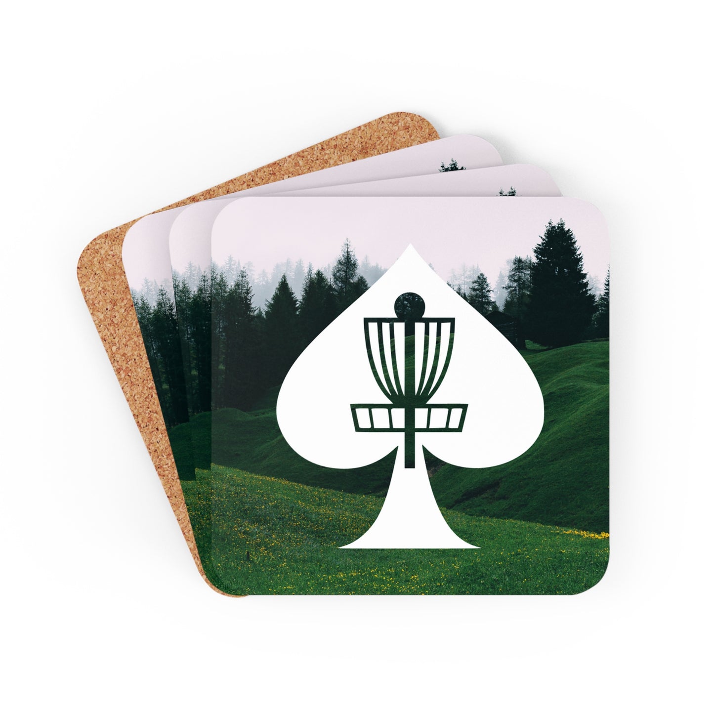 Disc Golf Aces Corkwood Drink Coaster Set