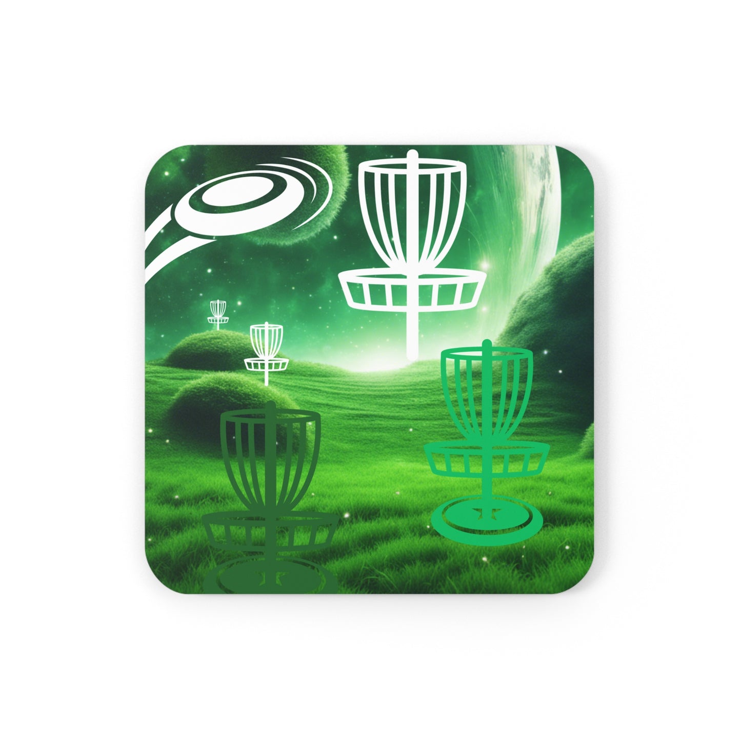 Disc Golf Green Dreams Corkwood Drink Coaster Set