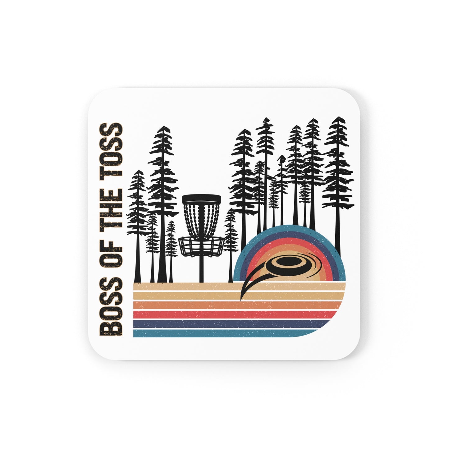 Disc Golf Boss Of The Toss Corkwood Drink Coaster Set