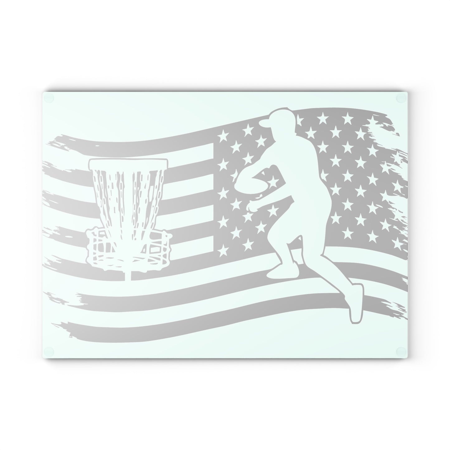 Patriotic Disc Golf Glass Cutting Board Discgolf Discgolfer Kitchen Cooking Gift