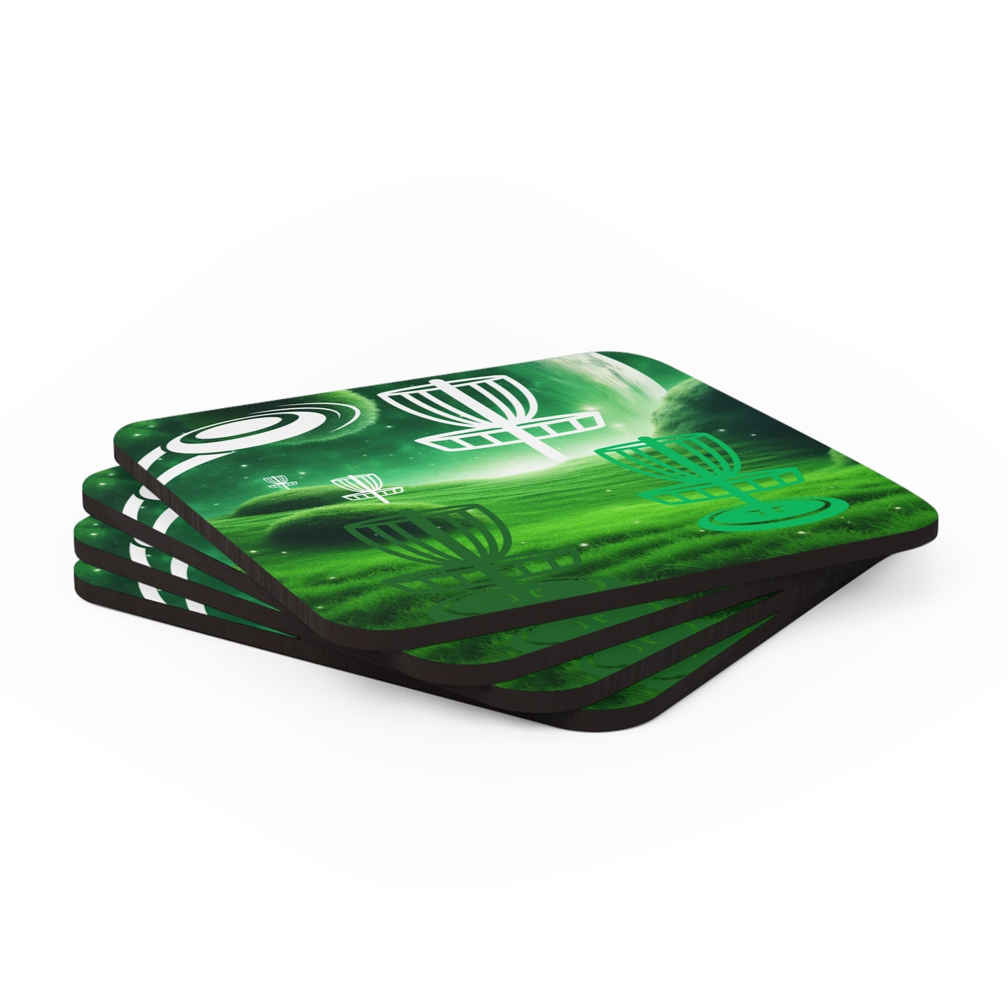 Disc Golf Green Dreams Corkwood Drink Coaster Set