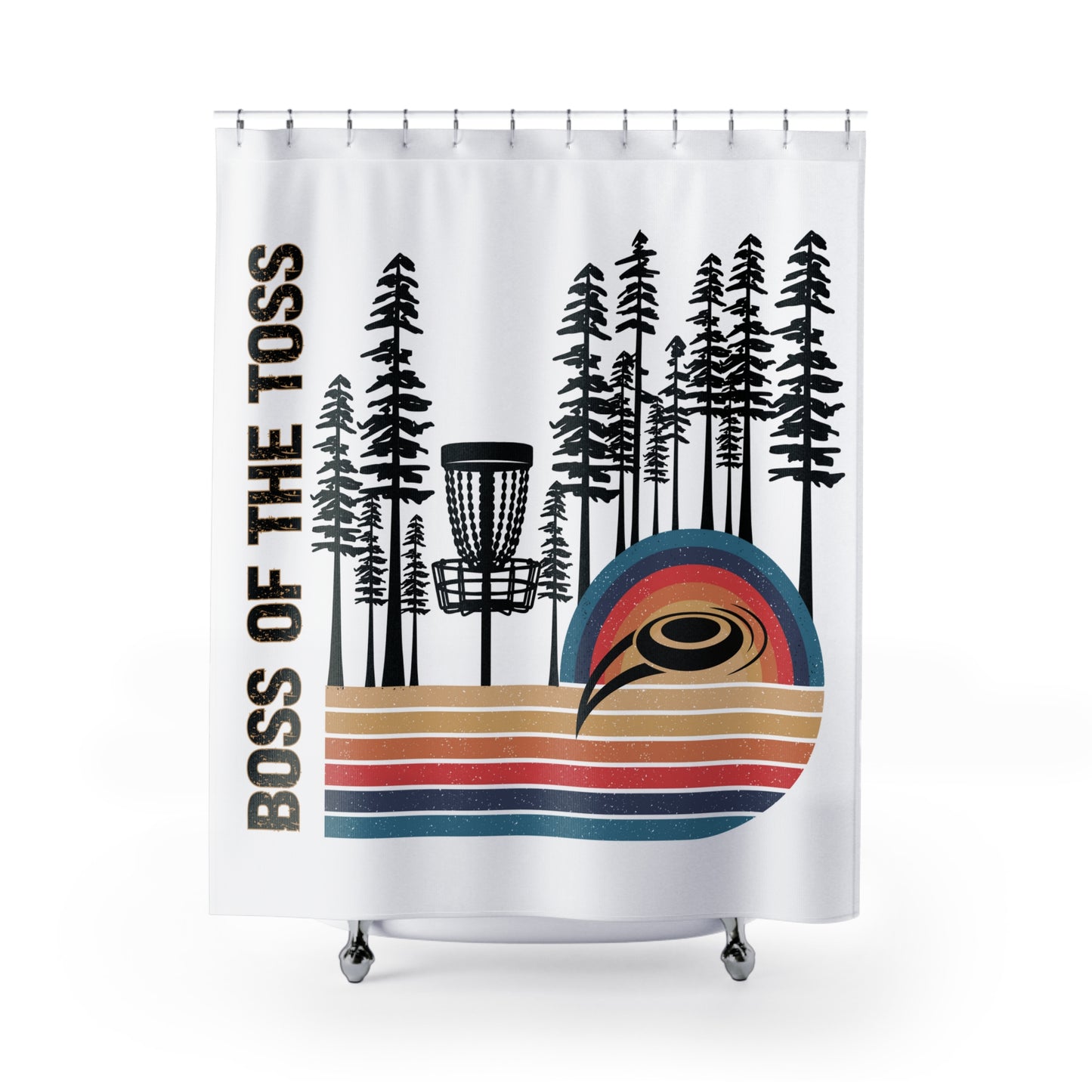 Disc Golf Boss Of The Toss Polyester Shower Curtain Discgolf Discgolfer Bathroom Decor Gift