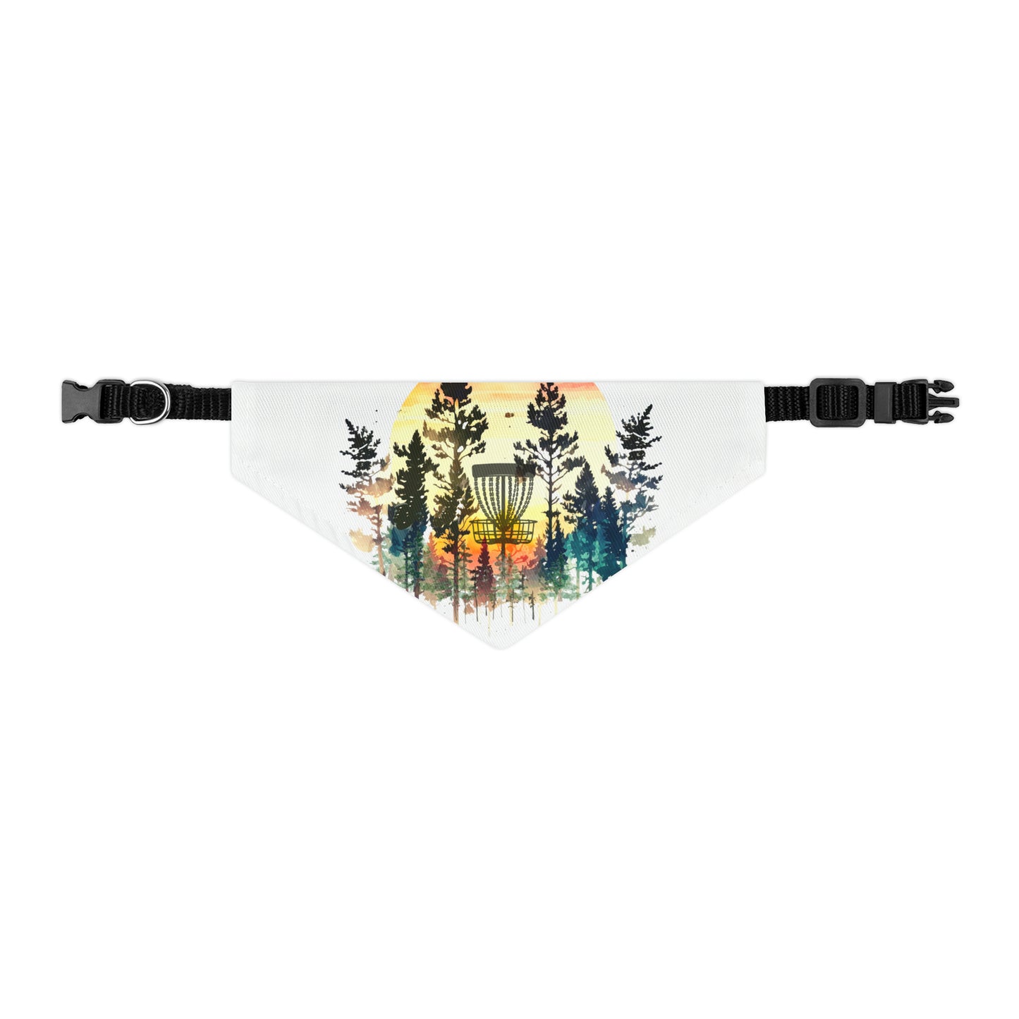 Disc Golf Basket Forest Sunset Pet Bandana Collar