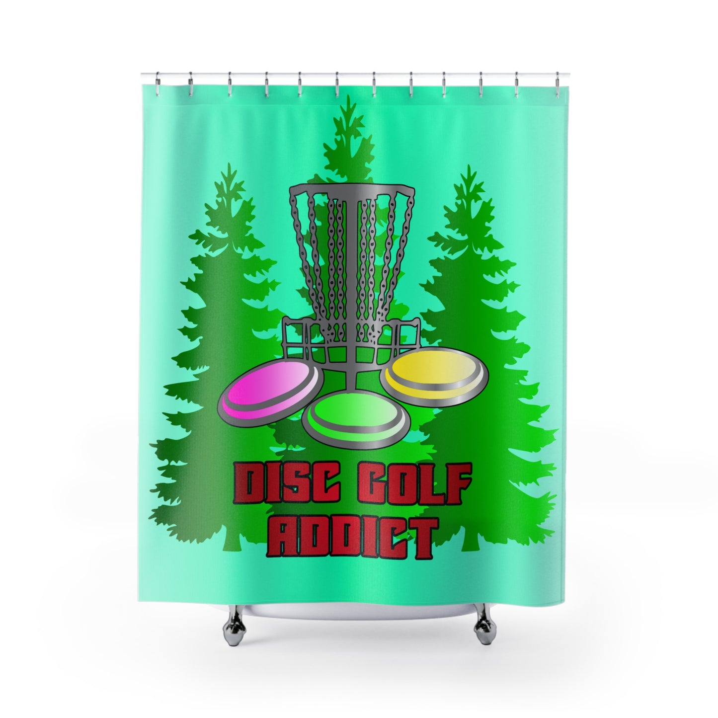 Disc Golf Basket Id Hit That Polyester Shower Curtain Discgolf Discgolfer Bathroom Decor Gift