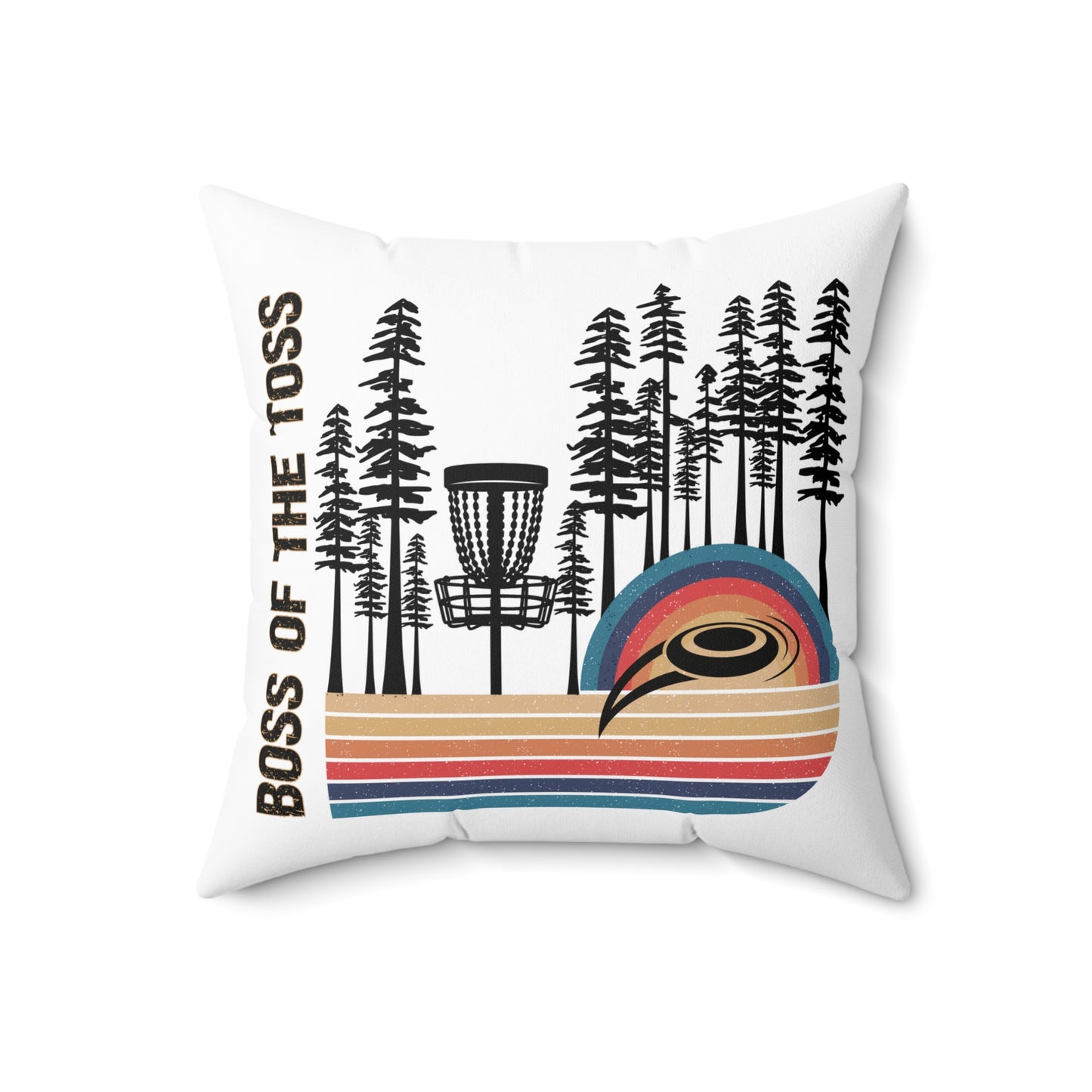 Disc Golf Boss Of The Toss Spun Polyester Square Pillow Discgolf Discgolfer Decor Gift