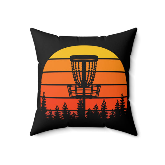 Disc Golf Orange Gradient Sunset Spun Polyester Square Pillow Discgolf Discgolfer Decor Gift