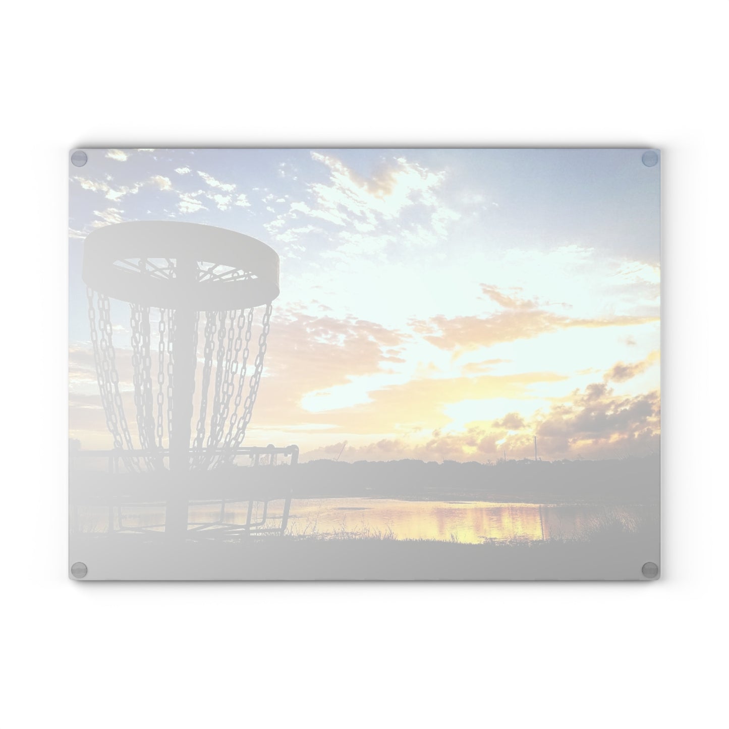 Disc Golf Blue Sunset Glass Cutting Board Discgolf Discgolfer Kitchen Cooking Gift