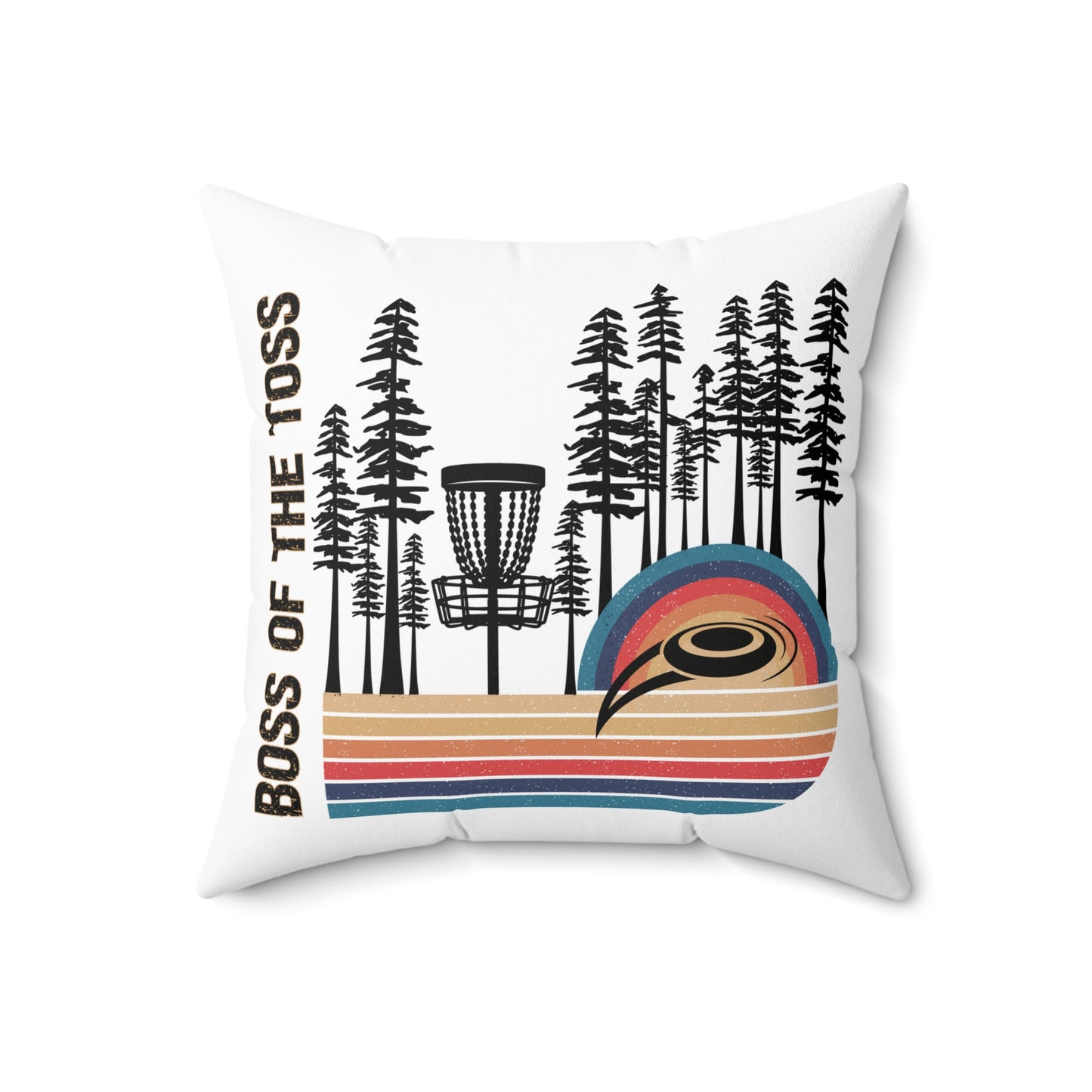 Disc Golf Boss Of The Toss Spun Polyester Square Pillow Discgolf Discgolfer Decor Gift