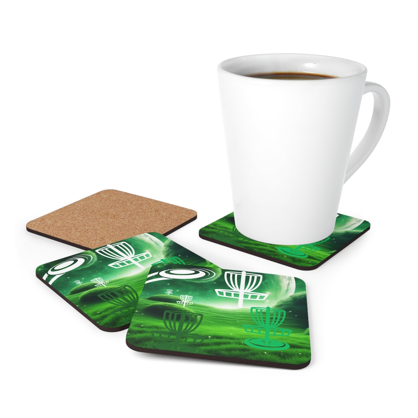 Disc Golf Green Dreams Corkwood Drink Coaster Set