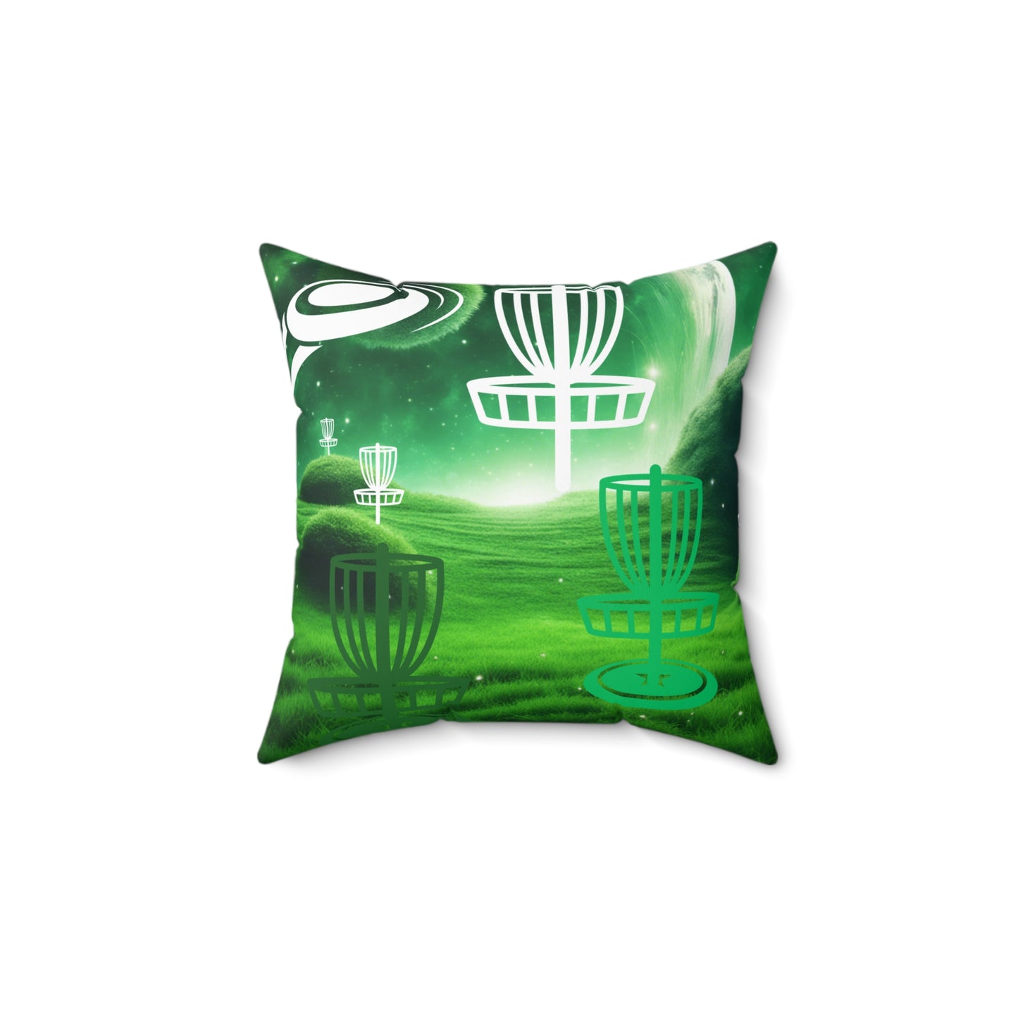 Disc Golf Green Dreams Spun Polyester Square Pillow Discgolf Discgolfer Decor Gift