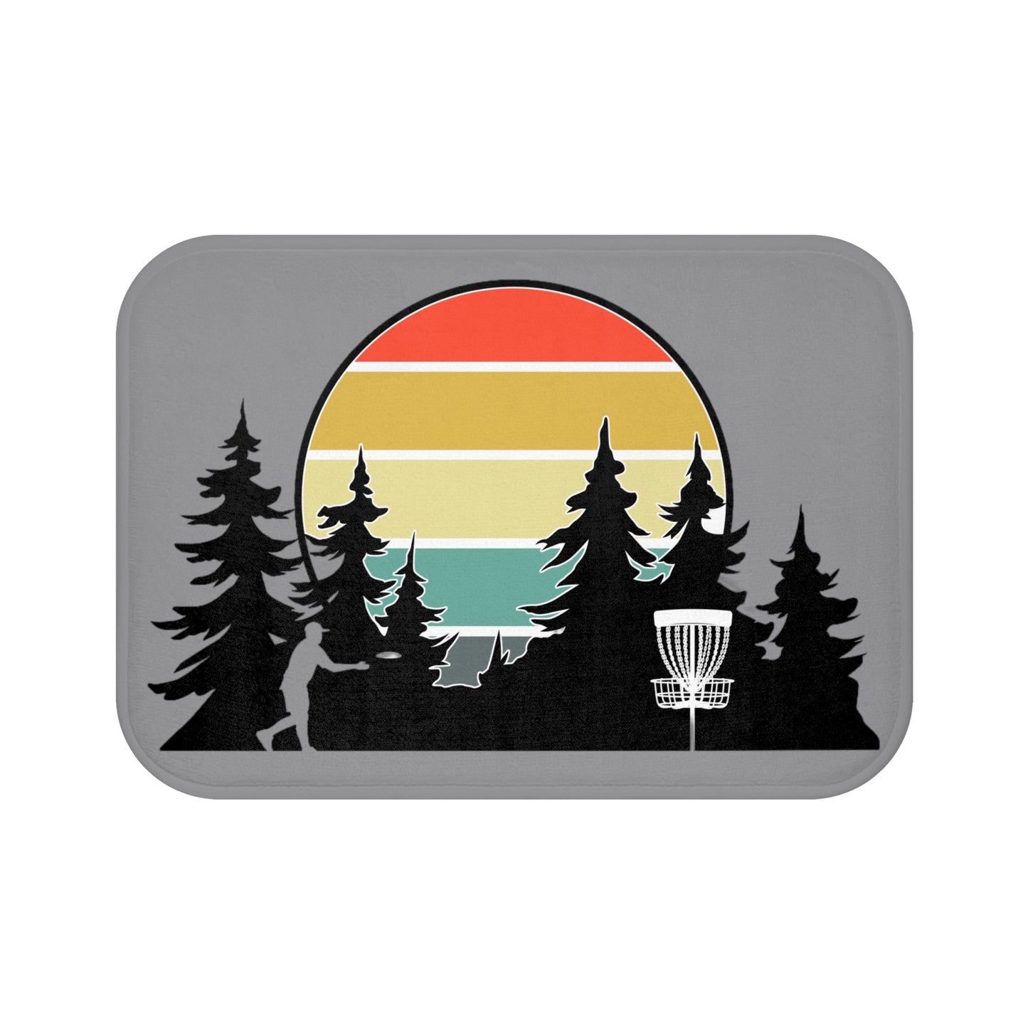 Disc Golf Sunset Tree Scene Colorful Discgolfer Bath Mat Gift Bathroom Decor