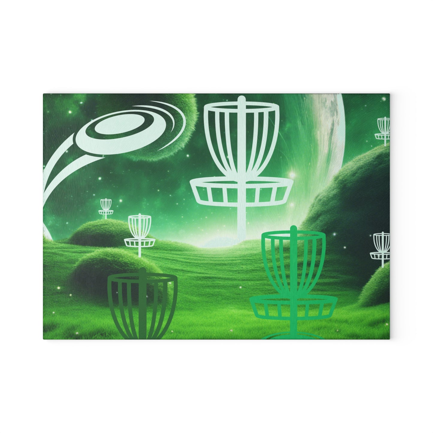 Disc Golf Green Dreams Glass Cutting Board Discgolfer Kitchen Cooking Gift