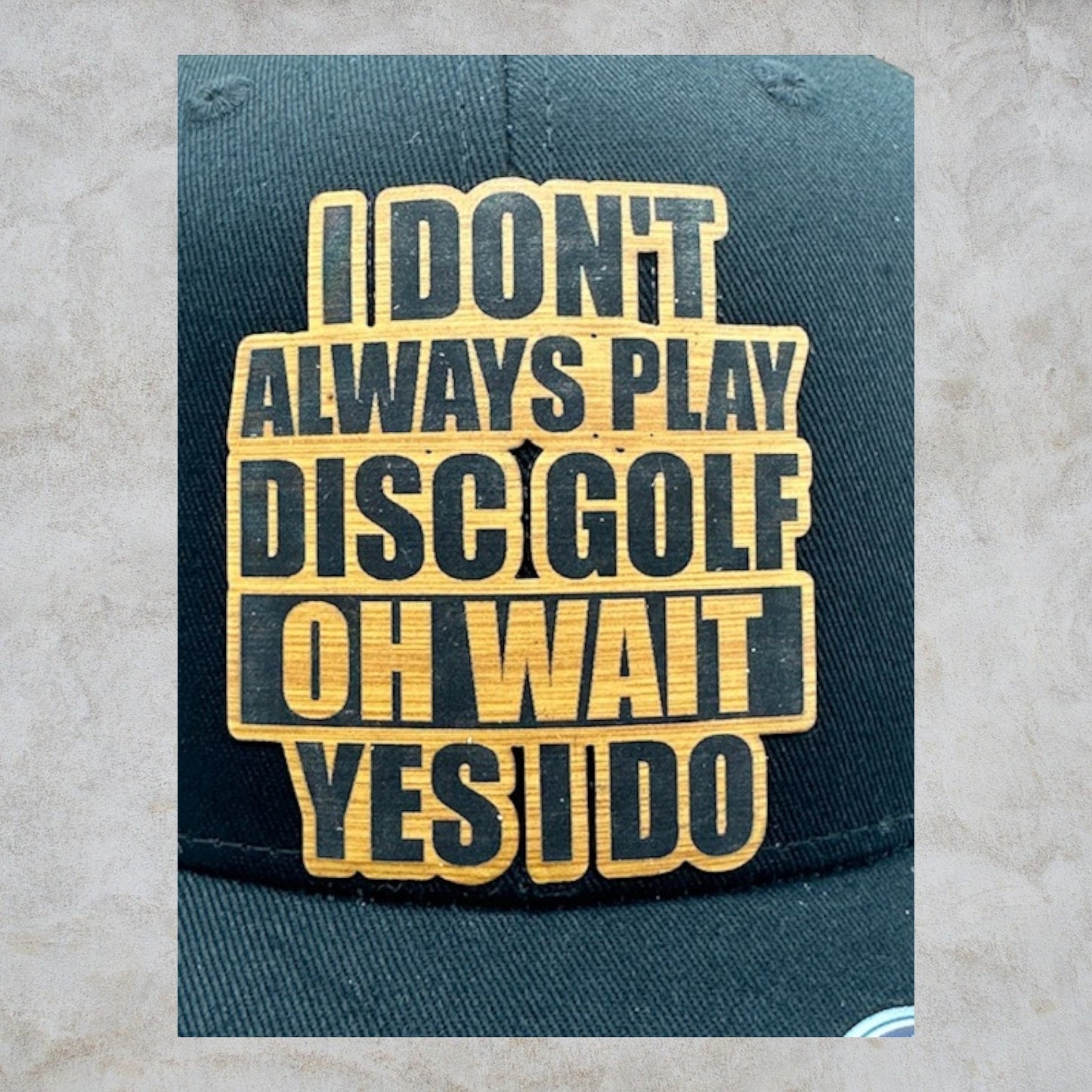 Disc Golf Leather Patch Hat Custom Trucker Hat Always Disc Golfing Blk/Org