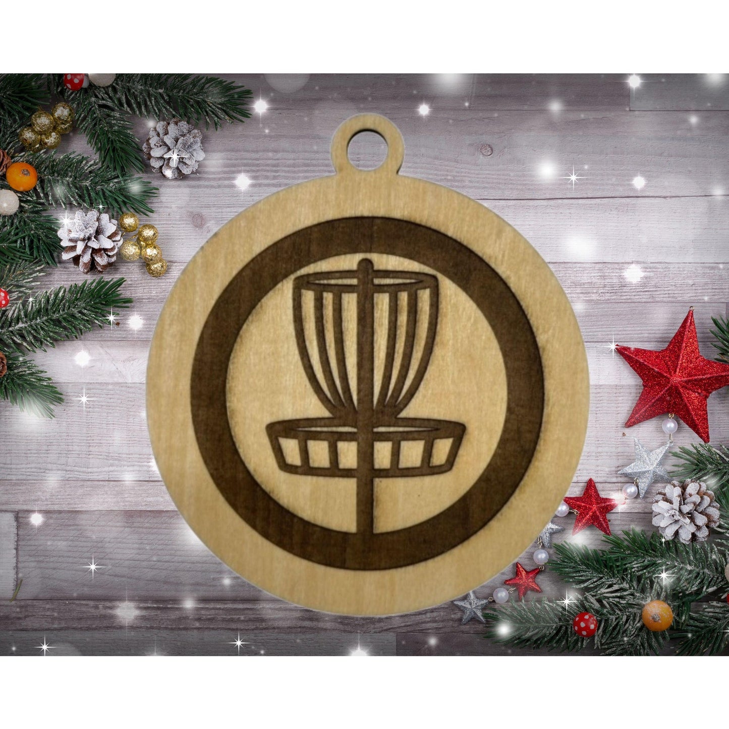 DISC GOLF Discgolf Basket Laser Engraved Christmas Ornament Discgolfer Gift