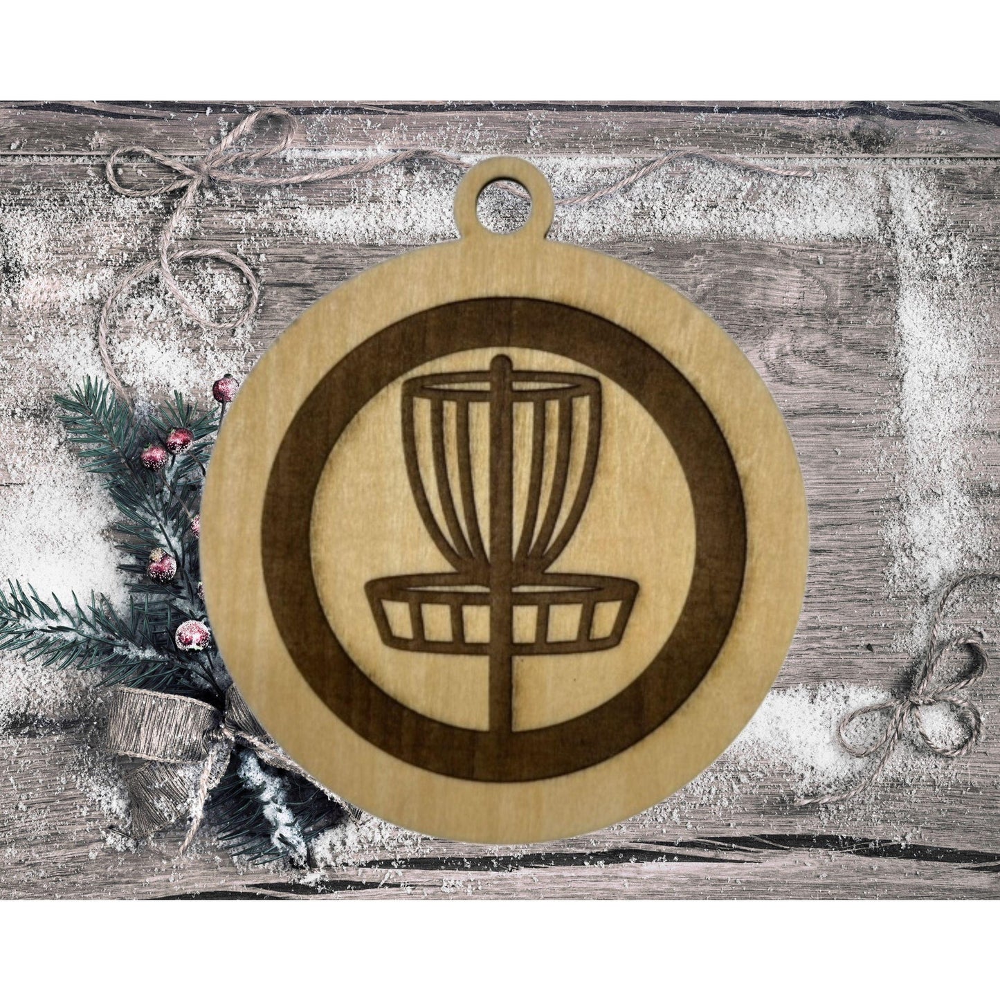 DISC GOLF Discgolf Basket Laser Engraved Christmas Ornament Discgolfer Gift