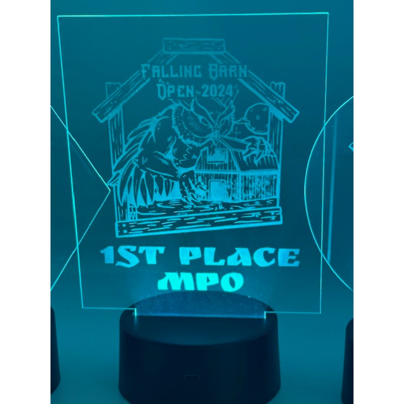 Custom Laser Engraved LED 3D Nightlight Disc Golf Trophy, Gift Trophies, Discgolf Gifts