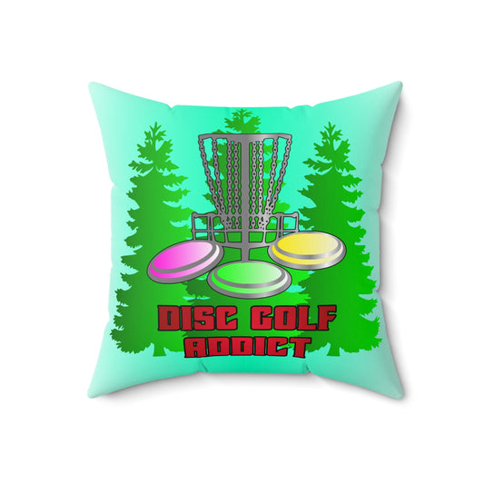 Disc Golf Addict Spun Polyester Square Throw Pillow Discgolf Discgolfer Gift Home Decor