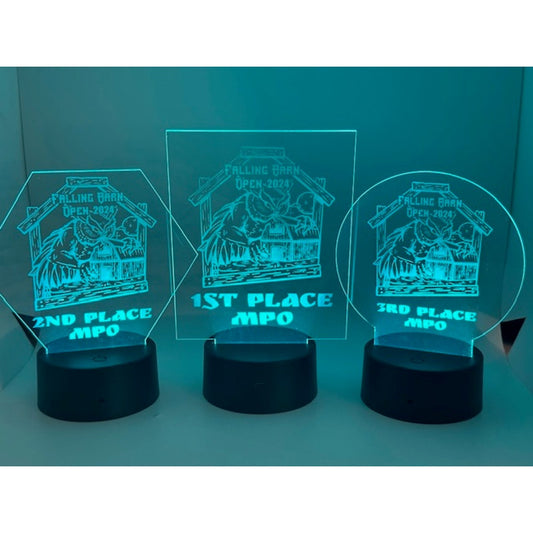 Custom Laser Engraved LED 3D Nightlight Disc Golf Trophy, Gift Trophies, Discgolf Gifts