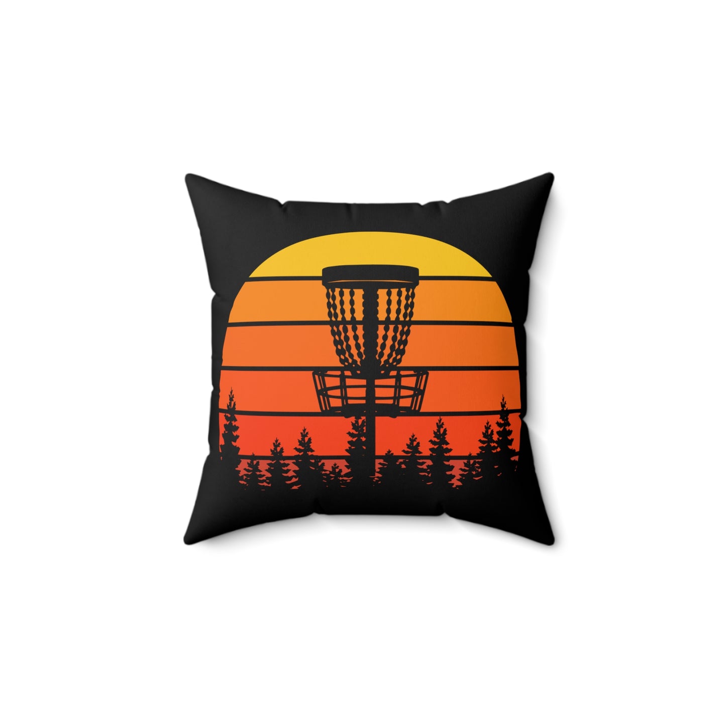 Disc Golf Orange Gradient Sunset Spun Polyester Square Pillow Discgolf Discgolfer Decor Gift