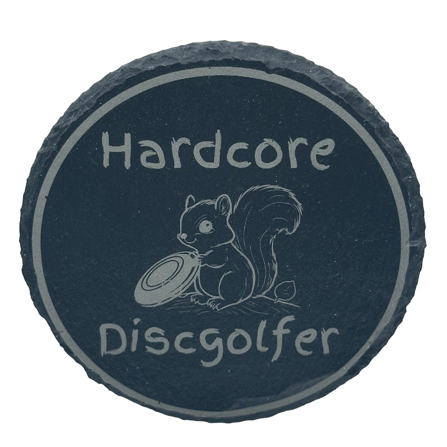 Disc Golf Laser Engraved Slate Coasters SQUIRREL Discgolfer Gift Set Of 2