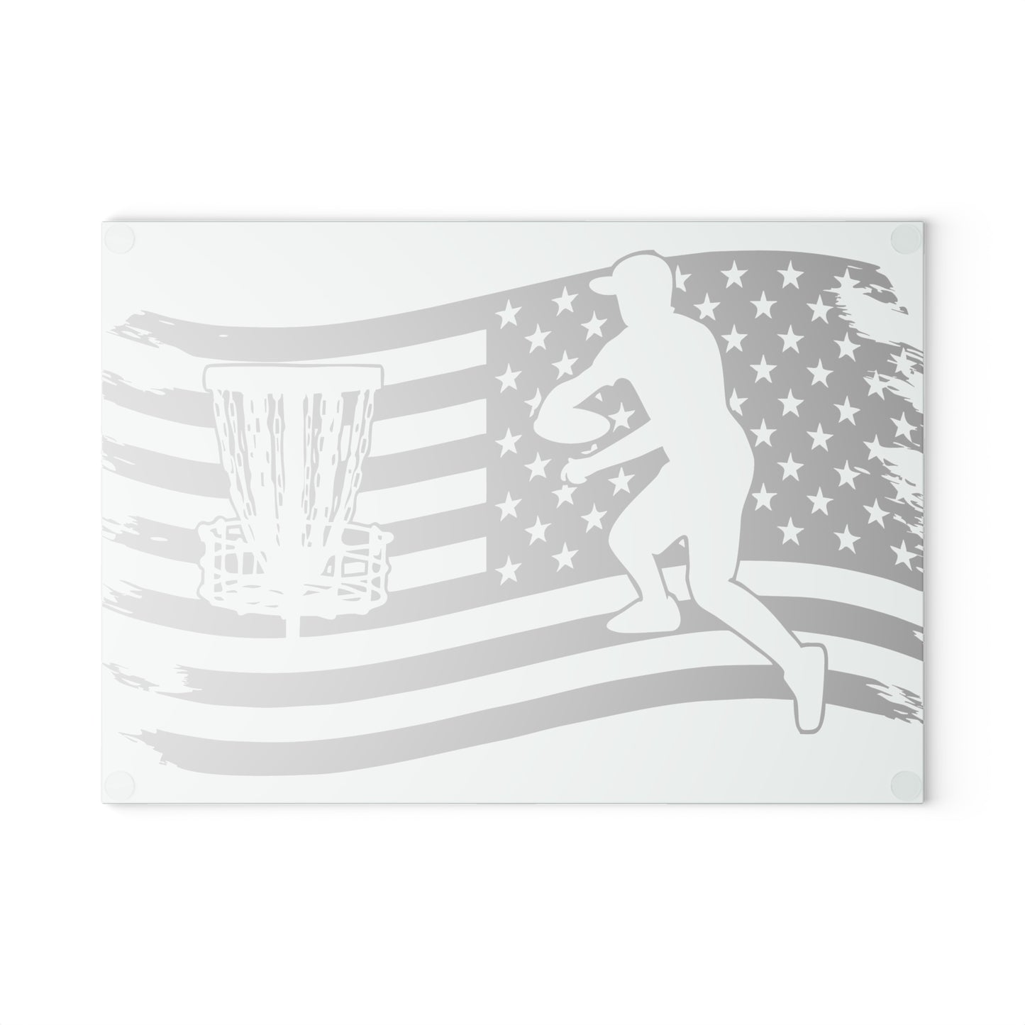 Patriotic Disc Golf Glass Cutting Board Discgolf Discgolfer Kitchen Cooking Gift