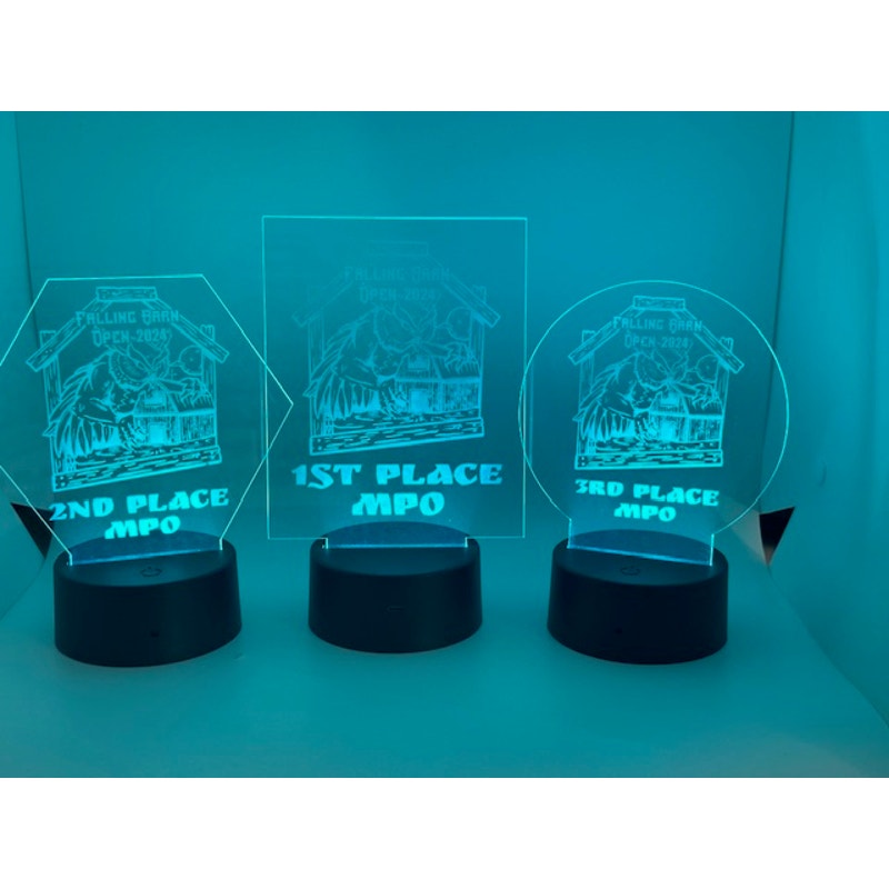 Custom Laser Engraved LED 3D Nightlight Disc Golf Trophy, Gift Trophies, Discgolf Gifts