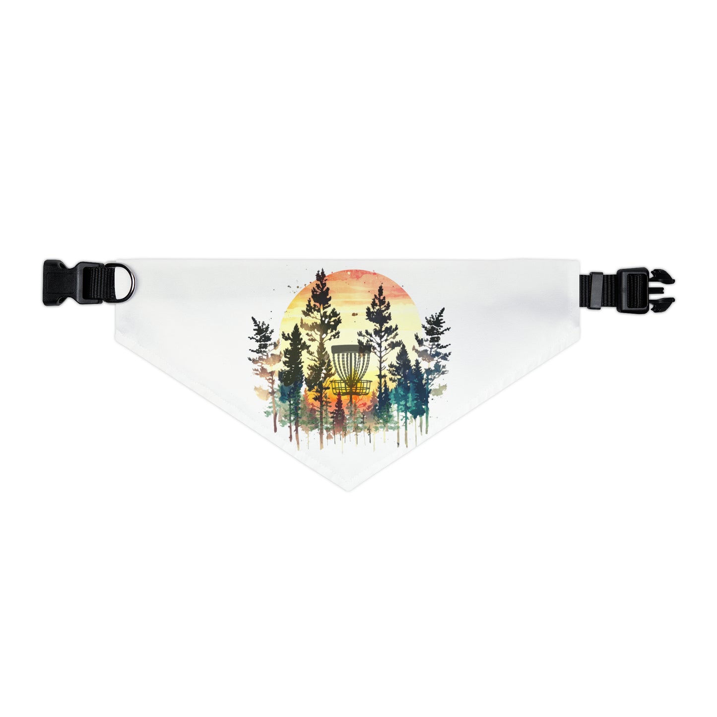 Disc Golf Basket Forest Sunset Pet Bandana Collar