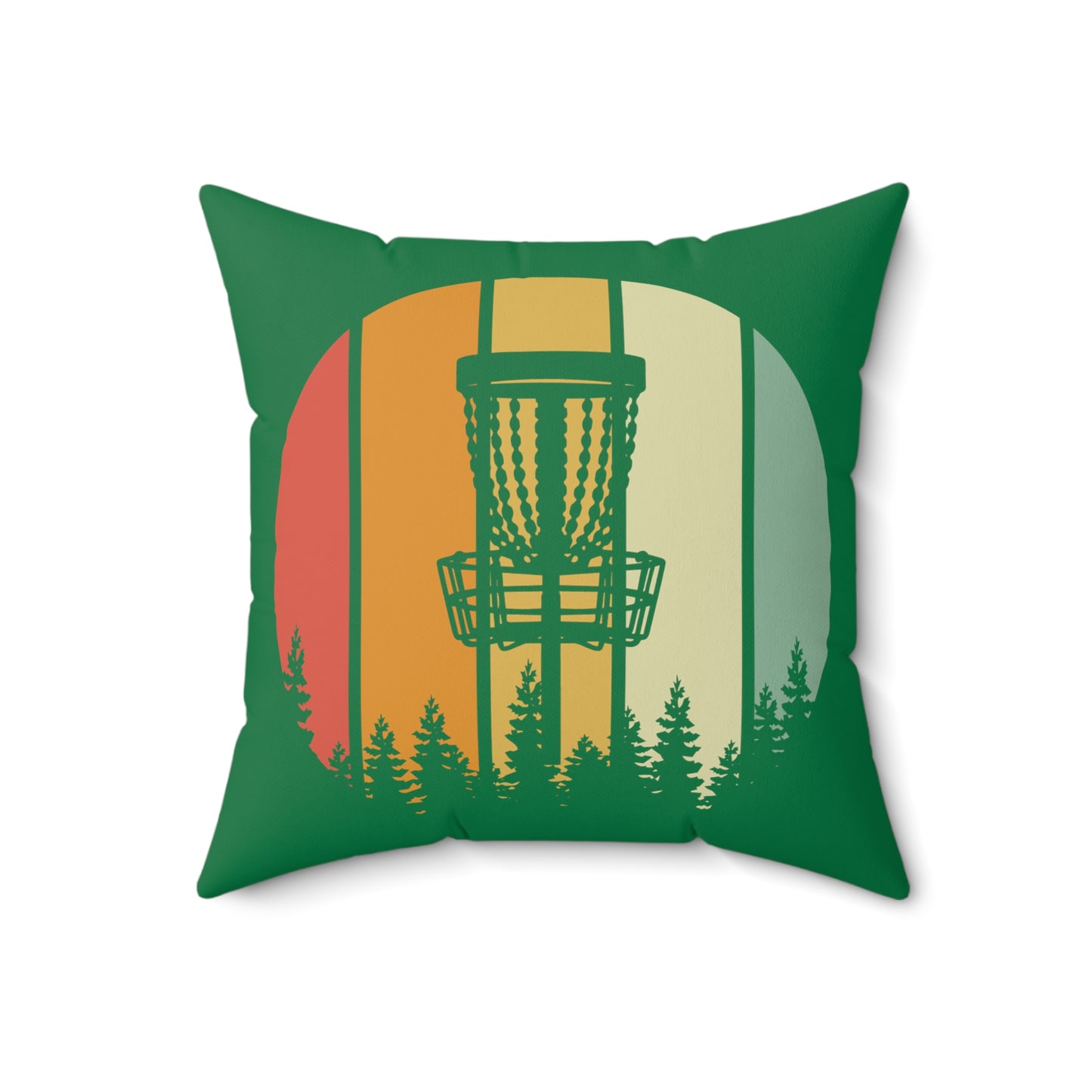 Disc Golf Green Forest Gradient Sunset Spun Polyester Square Pillow Discgolf Discgolfer Decor Gift