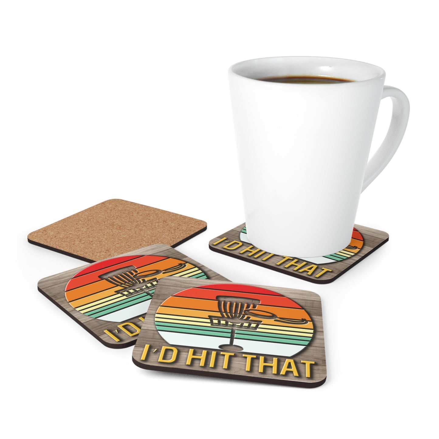 Disc Golf Id Hit That Corkwood Drink Coaster Set