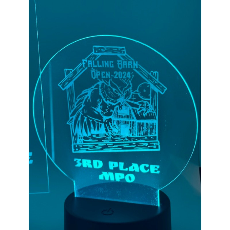 Custom Laser Engraved LED 3D Nightlight Disc Golf Trophy, Gift Trophies, Discgolf Gifts