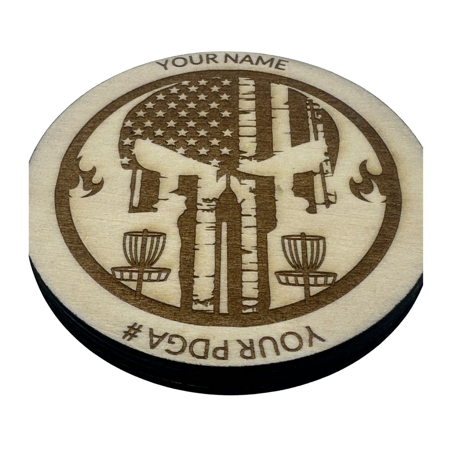 Disc Golf Mini Personalized Wood Laser Engraved Bottle Opener 4"
